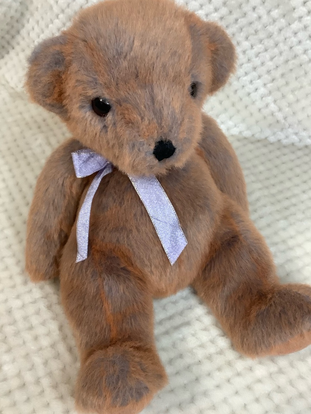 Vintage 2000 Ty Classic Penny Plush Teddy Bear with Lavender Bow Stuffed Animal